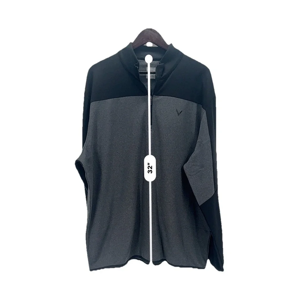 Callaway Mens Opti-Dri Quarter Zip Pullover XXL‎ Black Gray Golf Performance Top